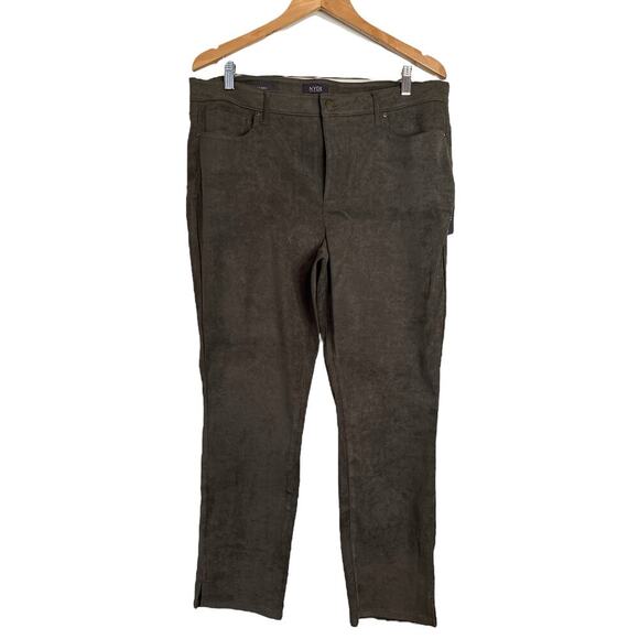 NYDJ Women Alina Skinny Faux Suede Ankle Stretch Jeans Size 14 Martini Olive NWT - Picture 2 of 13